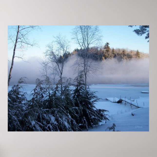 Poster Tournevis de brouillard d'hiver sur le lac (Devant)