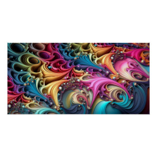 Poster Tournures 3D colorées de style fractal