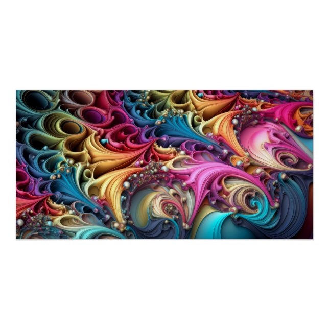 Poster Tournures 3D colorées de style fractal (Devant)