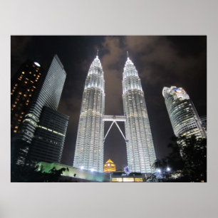 Poster Tours de Petronas à la copie de nuit