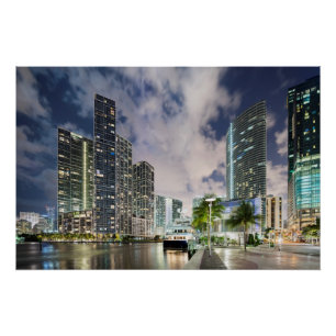 Poster Tours lumineuses au bord de mer de rivière de