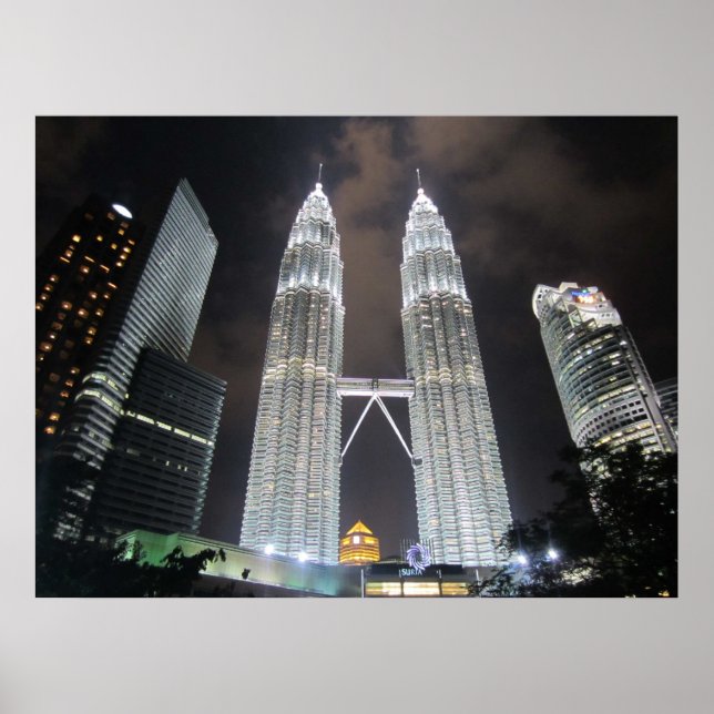 Poster Tours Petronas à la nuit Imprimer (Devant)