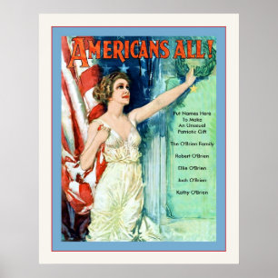 Poster Tous les Américains ! ~ Vintage guerre mondiale pe