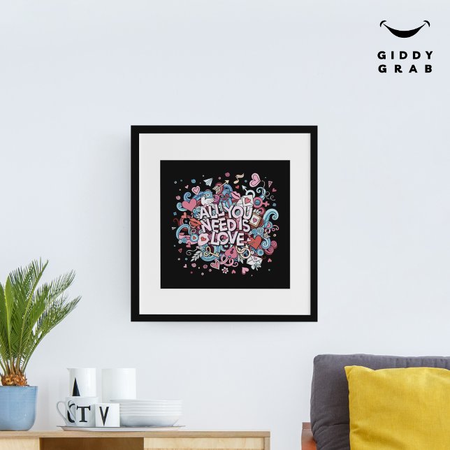 Poster Tout ce dont vous avez besoin est amour Retro Typo (Créateur téléchargé)