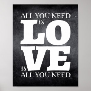 Poster Tout ce dont vous avez besoin est Love Citation Po