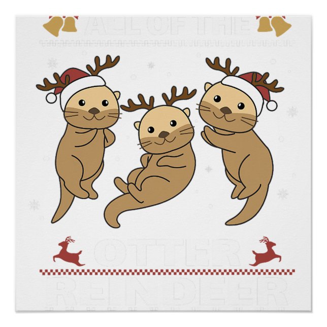 Poster Toutes Les Otter Reindeer Sweet noël Otters T (Devant)