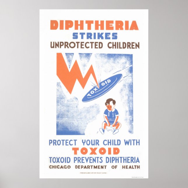 Poster Toxoïde empêche la diptherie 1941 WPA (Devant)