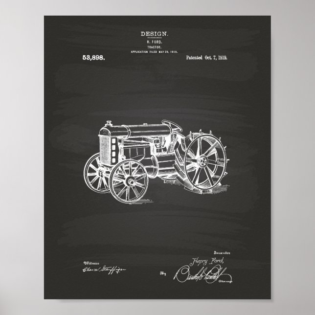 Poster Tracteur 1919 Patent Art Chalkboard (Devant)
