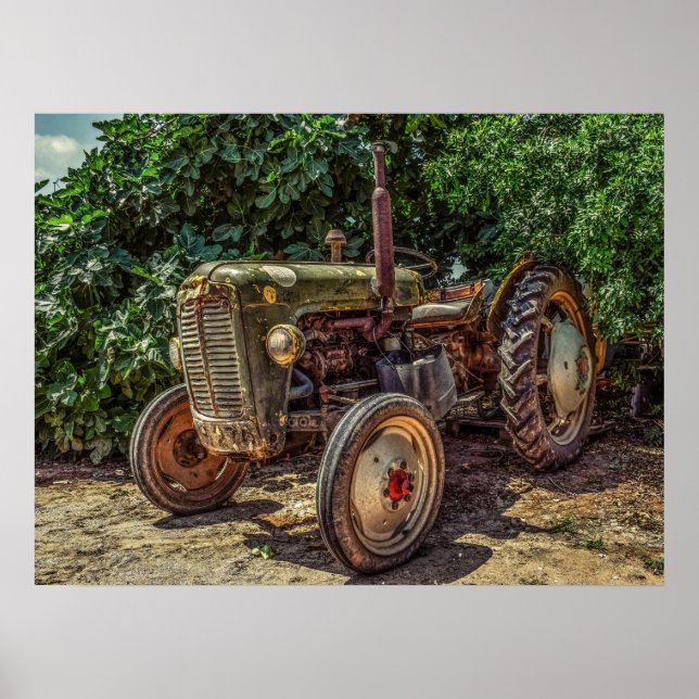 Poster tracteur agricole rustique (Devant)
