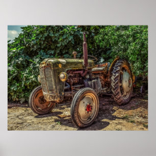 Poster tracteur rustique