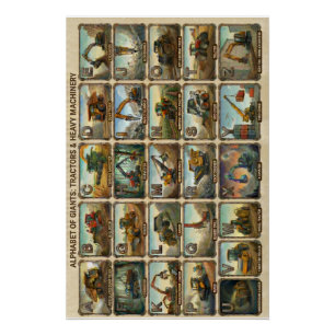 Poster Tracteurs A-Z et Alphabet d'équipement lourd