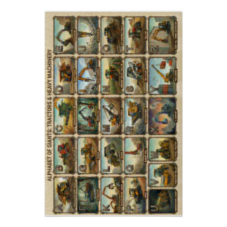 Poster Tracteurs A-Z et Alphabet d'équipement lourd