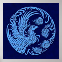Traditional Blue Phoenix Circle