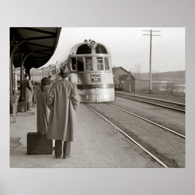 Poster Train Burlington Zephyr, 1940. Photo vintage (Devant)