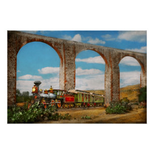 Poster Train - L'aqueduc de Santiago de Querétaro 1885