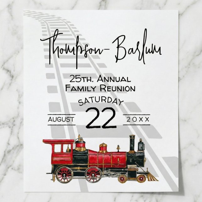 Poster Train rouge Reunion (Family Reunion Red Train Poster)