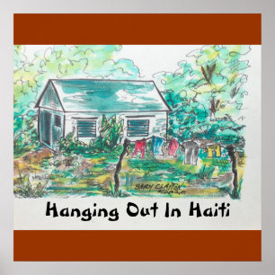 Poster "Traînant en le Haïti" (affiche).