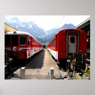 Poster Trains à Engelberg dans les alpes suisses