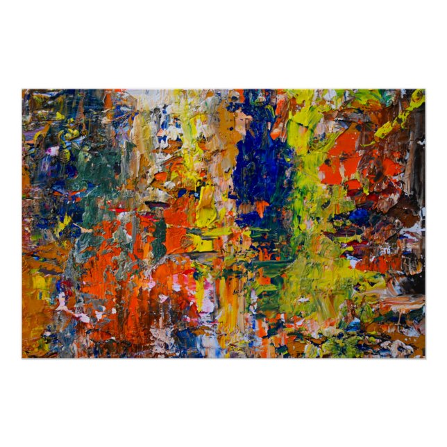 Poster Traits de couleur abstraits de la palette de l'art (Devant)