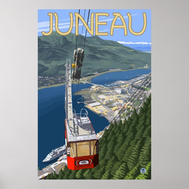 Poster Tramway au-dessus de Juneau, Alaska (Devant)