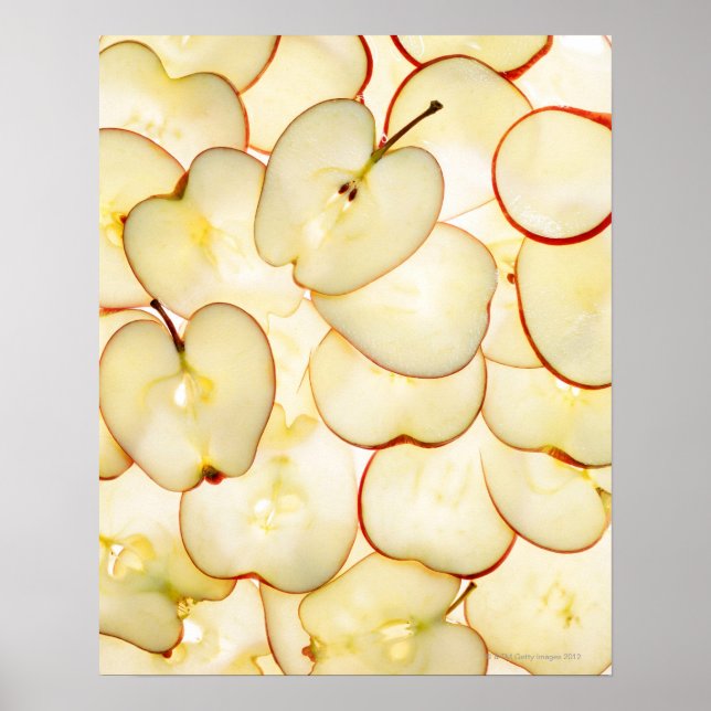Poster tranches de pommes rétroéclairées et disposées en  (Devant)