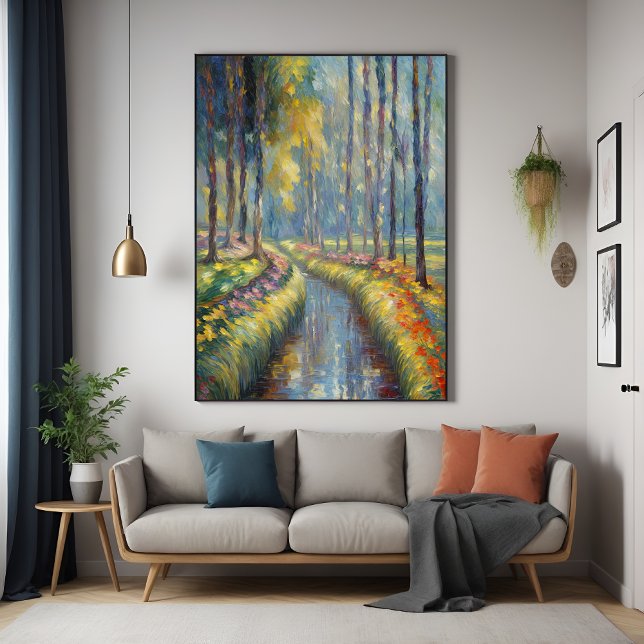 Poster Tranquil River Path Impressionniste Paysage Art (Créateur téléchargé)