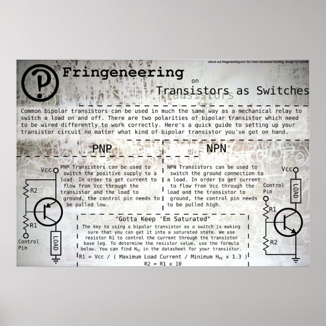 Poster "Transistors As Switches" (Devant)