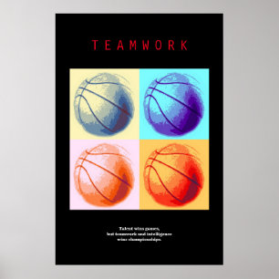Poster Travail d'équipe Basketball Motivation Sport Pop A