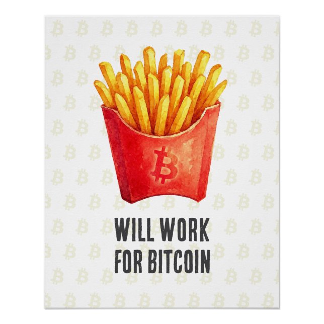 Poster Travaillera pour Bitcoin (Devant)