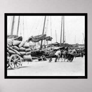 Poster Travailleurs de dock à Hong Kong 1908