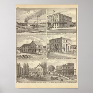 Poster Travaux, hôtels et résidences de fer dans le port