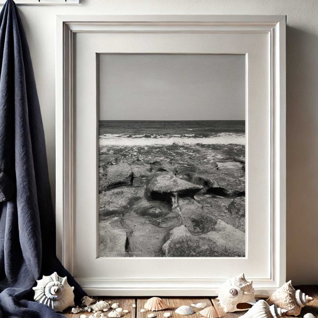 Poster Travel Coral Cove Florida Beach Photographie (Beach pictures photography posters travel black and white Florida ocean by Victoria Grigaliunas)