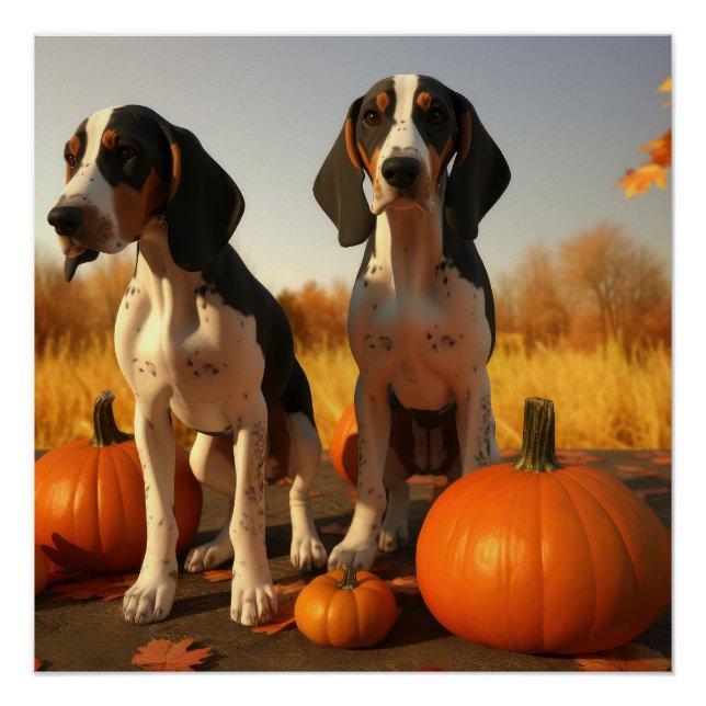 Poster Trek Walker Coonhound Chiot Citrouille d'automne (Devant)