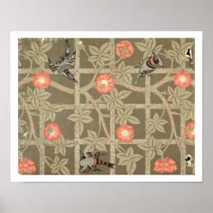 Poster Trellis wallpaper design with a bottle green backg