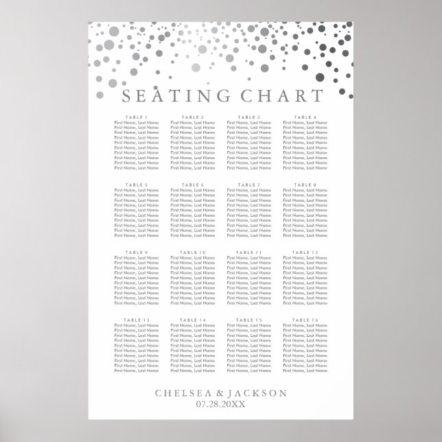 Poster Trendy Silver Dots - Seating Chart (Devant)