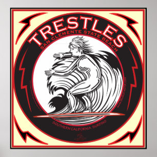 POSTER TRESTLES SAN CLEMENTE CALIFORNIE SURF
