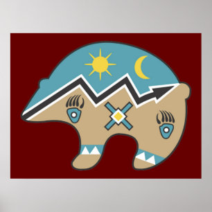 Poster Tribal Indian Bear Print