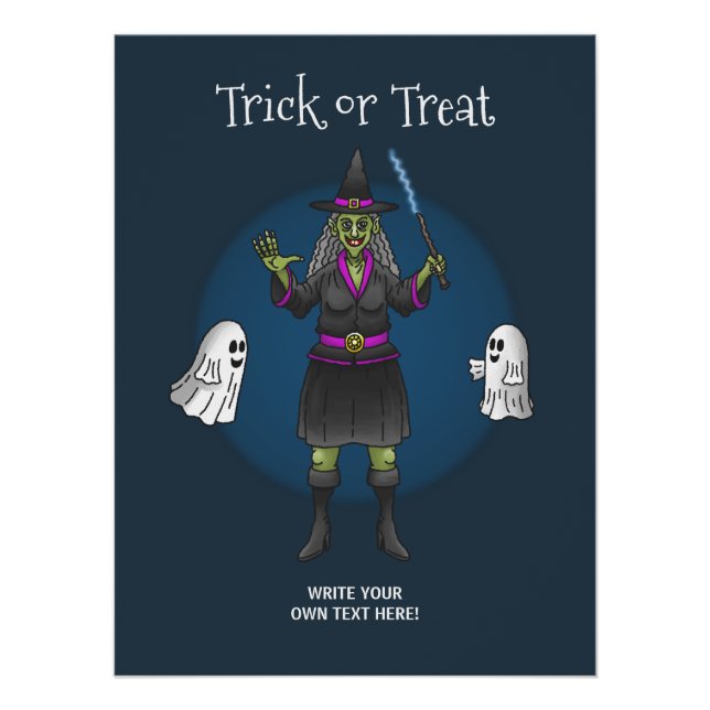 Poster Trick or Treat avec la Sorcière Verte (Devant)