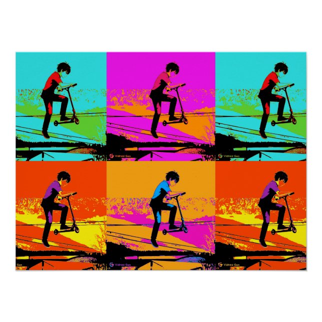 Poster Tricks de scooter volant - Cavalier de scooter stu (Devant)