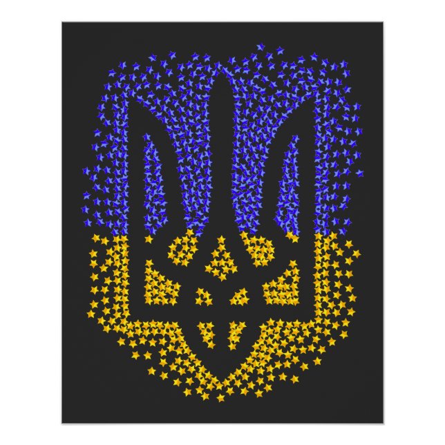 Poster Trident heraldique ukrainien tryzub étoiles disper (Devant)