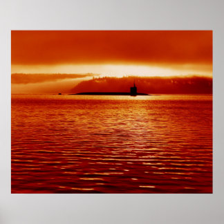 Poster Trident Sub au coucher du soleil
