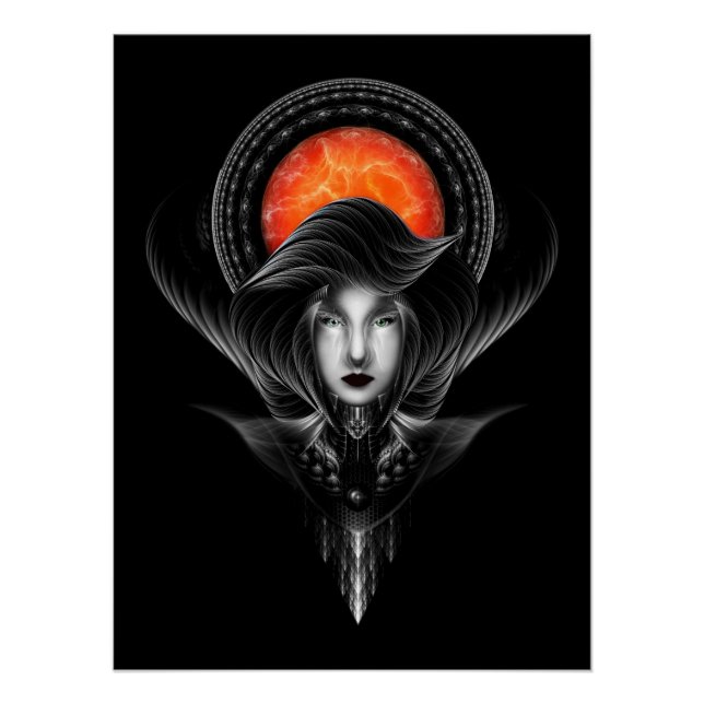 Poster Trilia Red Nebula Portrait BLKGS Orange Sun (Devant)