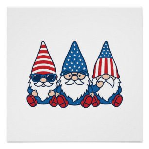 Poster Trio de gnomes patriotiques dessin de t-shirt vect