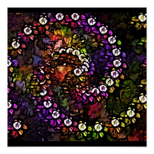 Poster Trippal fractal violet psychédélique arc-en-ciel (Devant)