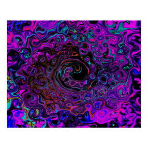 Poster Trippy Black et Magenta Retro Liquid Swirl