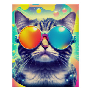 Poster Trippy Cool Psychedelic Trip Cat