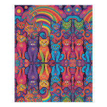 Trippy Hippy Chats Vivid Couleur Psychedélique