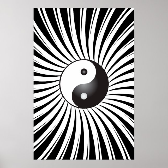 Poster Trippy : Yin Yang Symbole & Design Spiral (Devant)