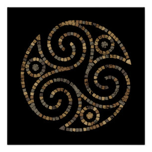 Poster Triskelion Celtic - Triple symbole en spirale - Mo