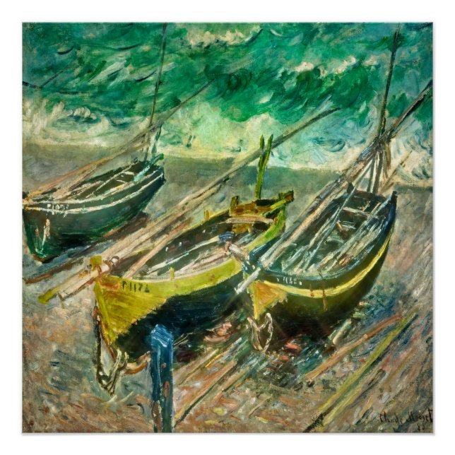 Poster Trois bateaux. Claude Monet. (Devant)